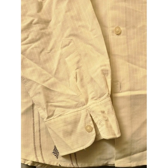 Cubavera Men's Long Sleeve Guayabera Shirt – Beige Embroidered Button Front Sz L - Picture 3 of 5